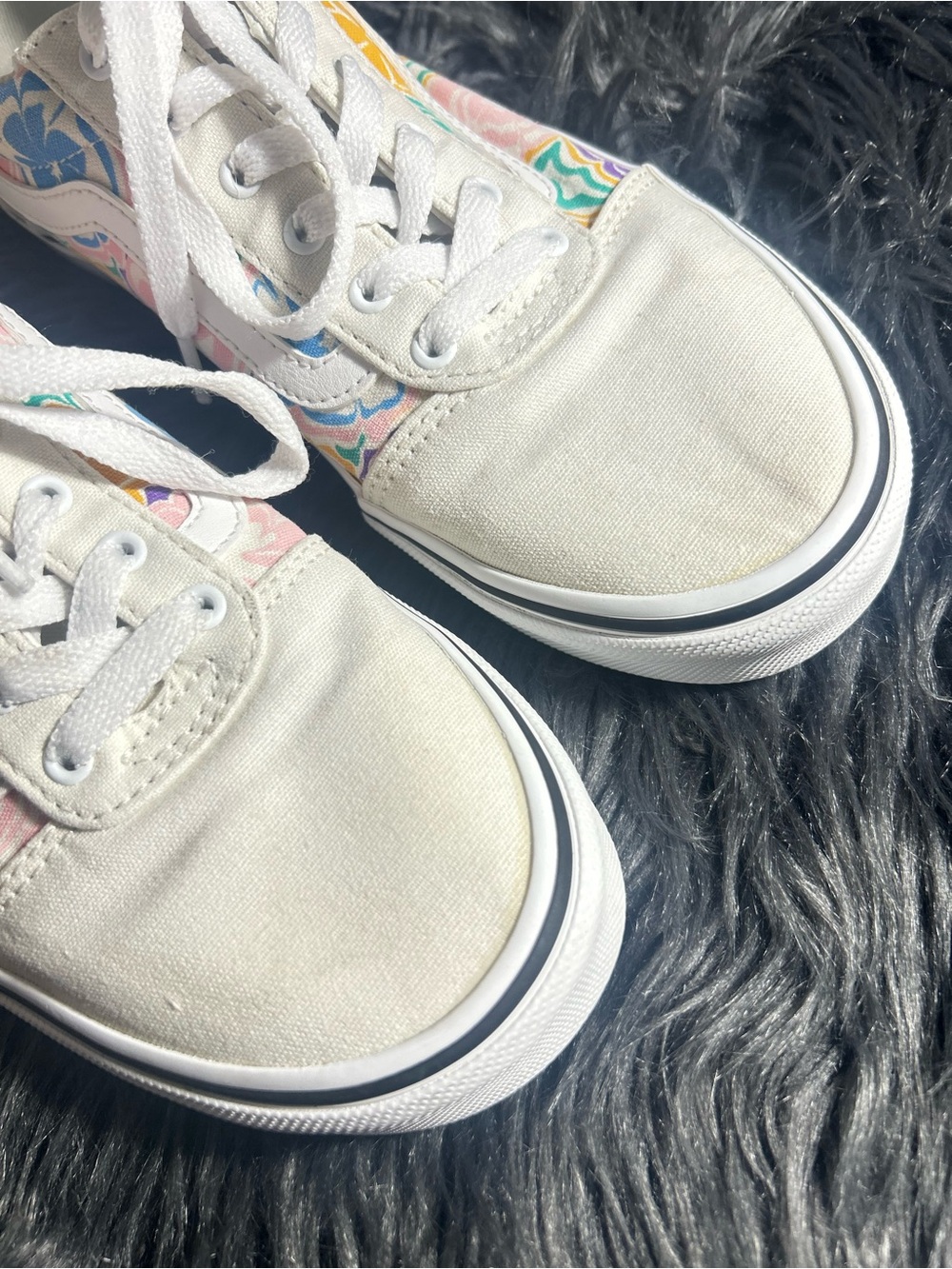 Vans Ward Kids' Sneakers Kids Cream Low-Top Sneakers with Pastel Floral Sz5 - Picture 7 of 9